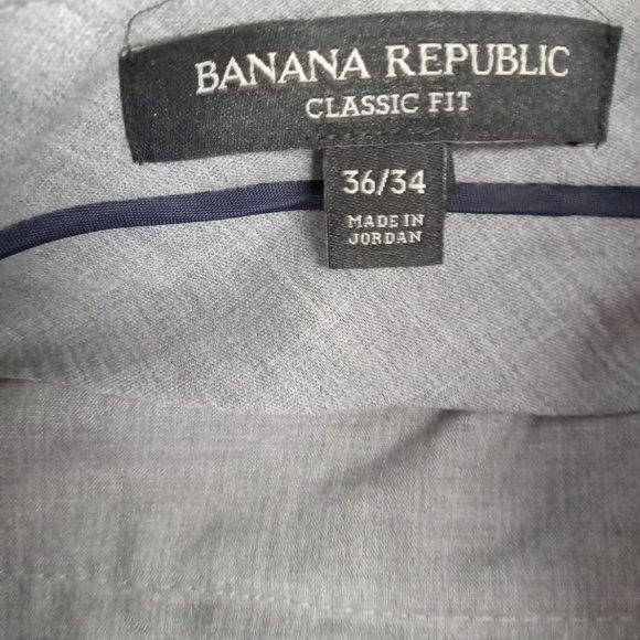 Banana Republic‎ Pants Mens 36x34 Gray Wool Dress Classic Fit Straight - Picture 7 of 9